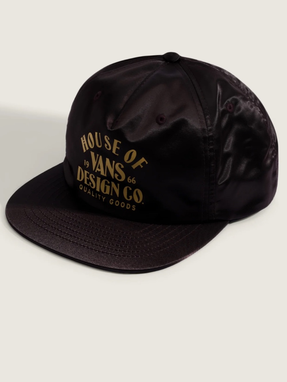 NWT Vans Satin 5-Panel Cap in Deep Burgundy with Gold Logo